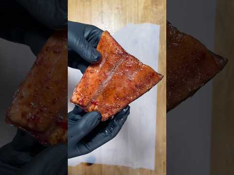 Smoked Atlantic salmon with a hot honey cranberry glaze