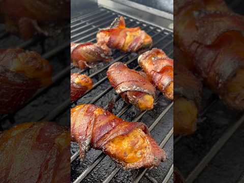 Bacon wrapped smoked cheesy jalapeno poppers #bbq #recipes #food #cooking #spicy #food #bbqlovers