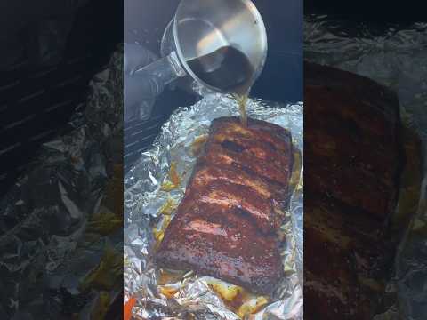 Pineapple soda pop glazed smoked pork ribs #bbq #offsetsmoker #smokedribs
