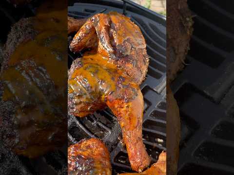 Charcoal grilled chicken with a Carolina barbeque sauce