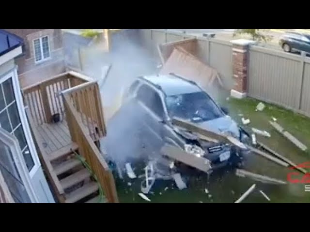 CAUGHT ON CAMERA: Impaired charges after backyard crash in Brampton