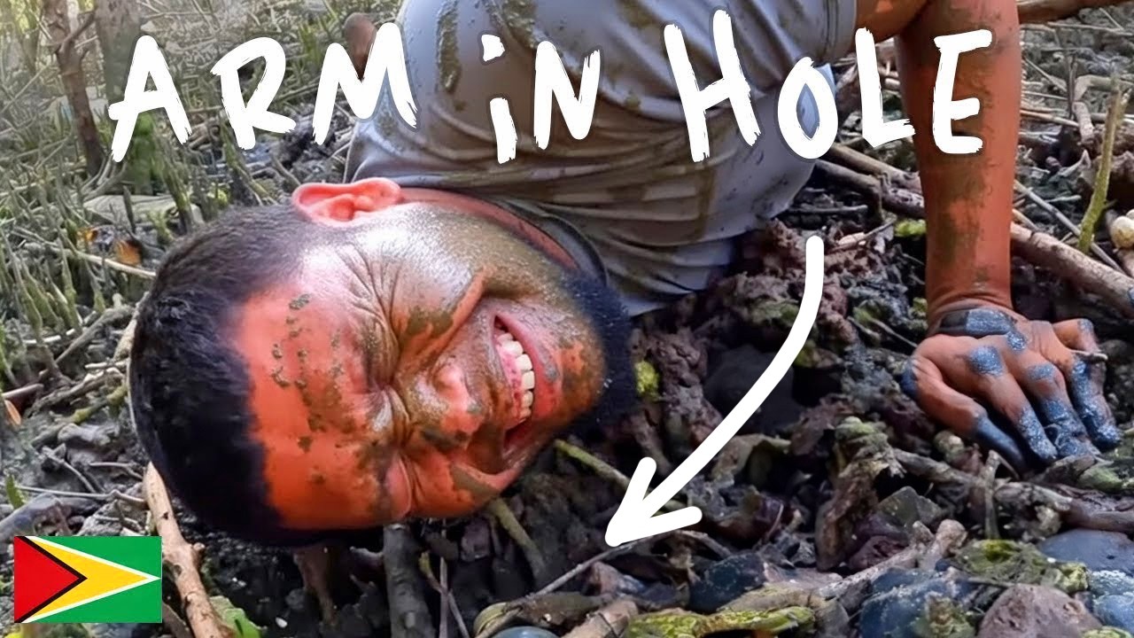 Catching Mud Crabs Barehanded + Cook-up in Guyana 🇬🇾