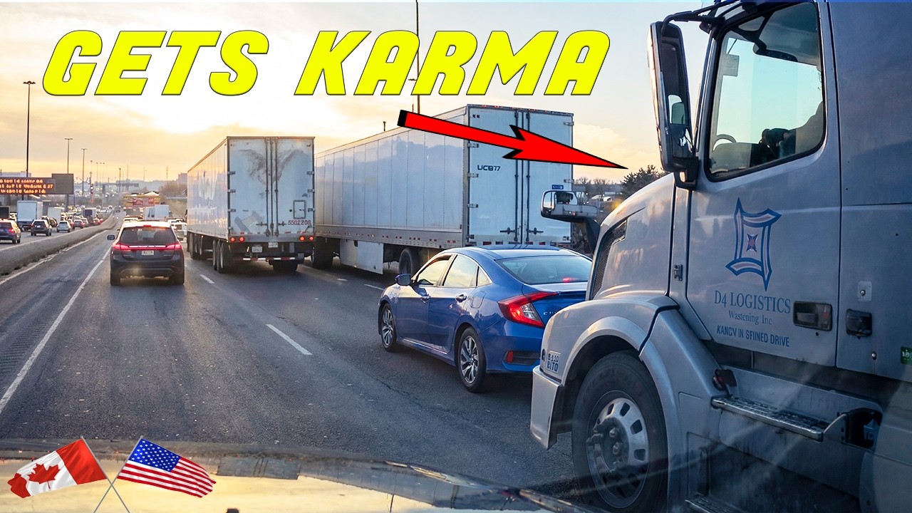 TAILGATING TRUCKER MET HIS MATCH