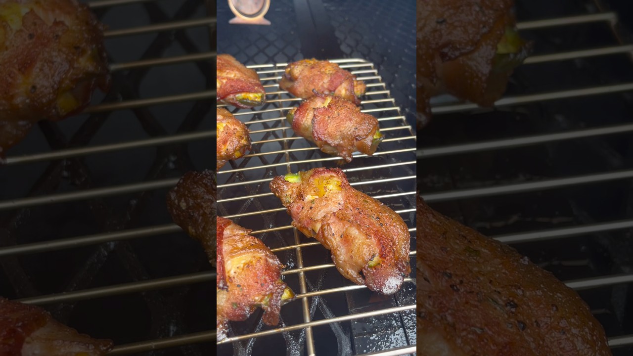 Bacon wrapped smoked jalapeño poppers #bbq #recipes #food #jalapeno #spicy #bbqlovers #bbqfoodie