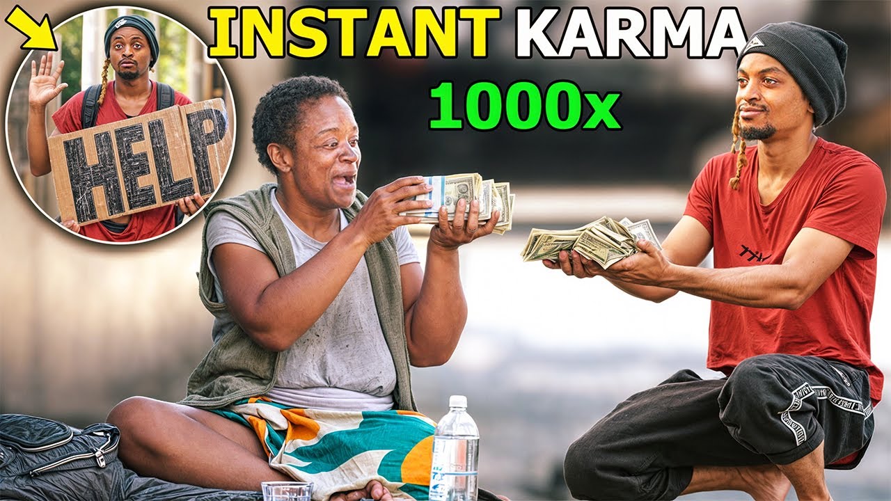 Homeless BAREFOOT Asking for Help, Then Giving Back $1000! (MUST WATCH)