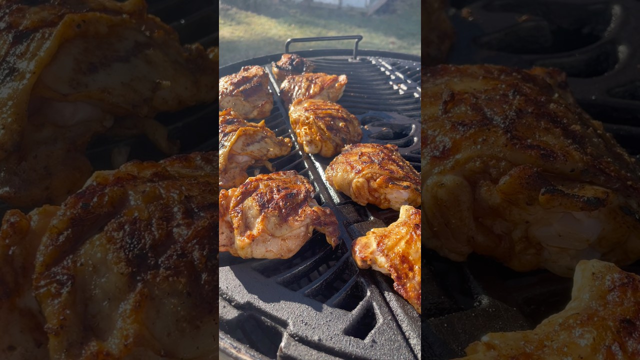 Charcoal grilled chicken thighs