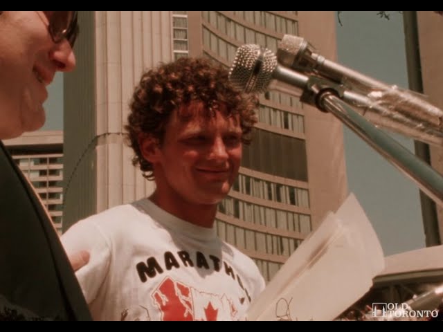 Terry Fox arriving at Nathan Phillips Square